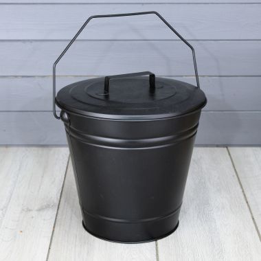 Mansion Ash Bucket with Lid - Black