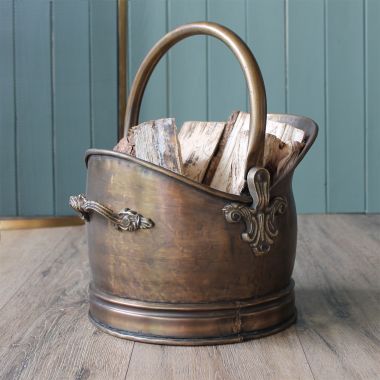 Mansion Georgian Coal Bucket, Medium - Antique Brass