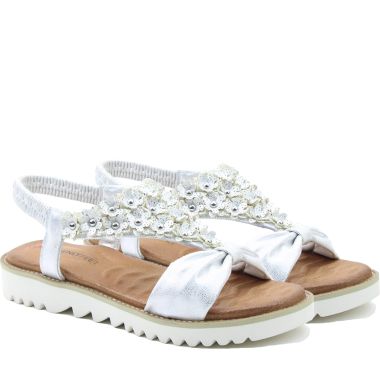 Heavenly Feet Women's Margarita Sandals - White/Silver