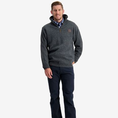 Swanndri Men's Mariner ¼ Zip Sweater - Charcoal