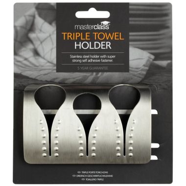MasterClass Professional Stainless Steel Towel Holder - 3 Hook