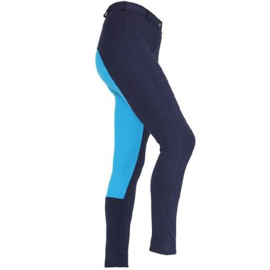 Shires Children's Wessex Two Tone Jodhpurs - Navy/Turquoise