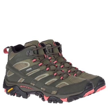 Merrell Women’s Moab 2 Gore-Tex Mid Walking Boots – Beluga/Olive