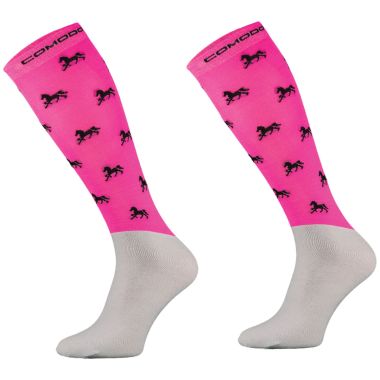 Comodo Children's Microfibre Horse Socks - Neon Pink