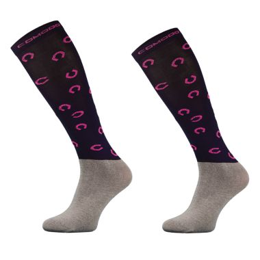 Comodo Women's Microfibre Horseshoe Socks - Navy/Purple