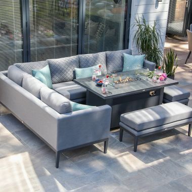 Supremo Mirfield 9 Seater Modular Dining Set with Fire Pit