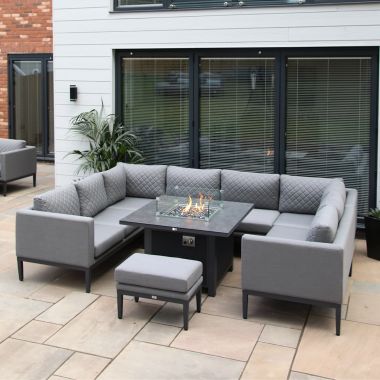 Supremo Mirfield 9 Seater U-Shaped Modular Lounge Set with Fire Pit