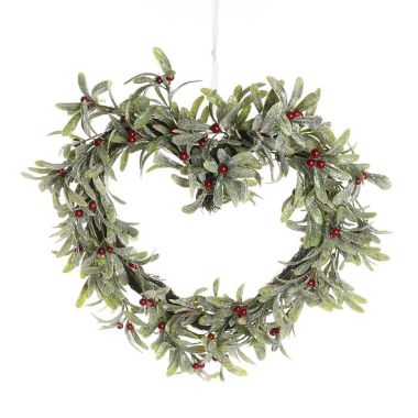 Jingles Mistletoe Heart Wreath - 37cm