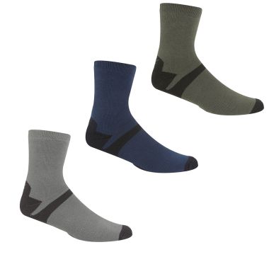 Regatta Men’s Outdoor Lifestyle Socks, Pack of 3 – Steel/Denim/Khaki