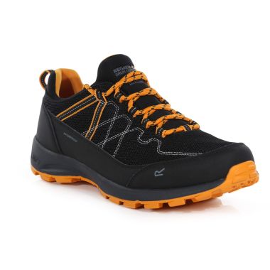Regatta Men’s Samaris Lite Low Walking Shoes – Black/ Flame Orange
