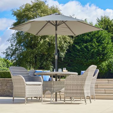 LG Outdoor Monte Carlo 4 Seater Garden Furniture Dining Set with 2.5m Parasol