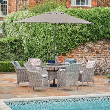 LG Outdoor Monte Carlo 6 Seater Garden Furniture Dining Set with 3m Parasol
