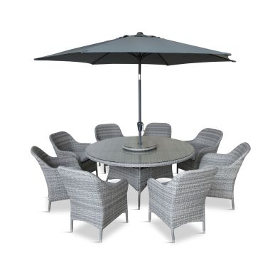 LG Outdoor Monte Carlo 8 Seater Garden Furniture Dining Set with 3m Parasol