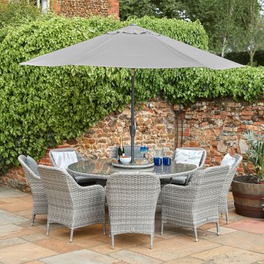 LG Outdoor Monte Carlo 8 Seater Garden Furniture Dining Set with 3m Parasol