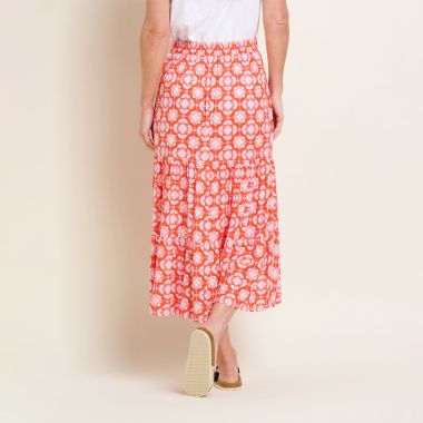 Brakeburn Women's Moroccan Tile Maxi Skirt - Coral