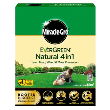 Miracle-Gro Evergreen Natural 4 in 1 Lawn Food, Weed & Moss Prevention - 85m²
