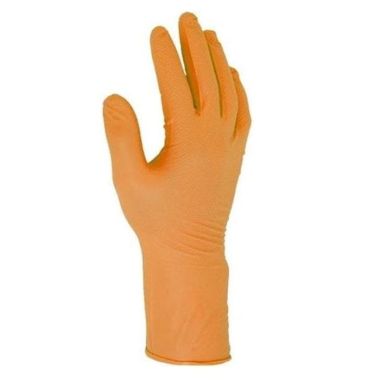 Warrior Orange Nitrile Grip Disposable Gloves - Pack of 50