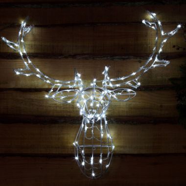 NOMA 85cm Wire Frame Reindeer Head LED Light Figure – White