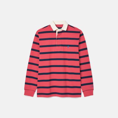Joules Men's Onside Striped Rugby Shirt - Pink/Navy