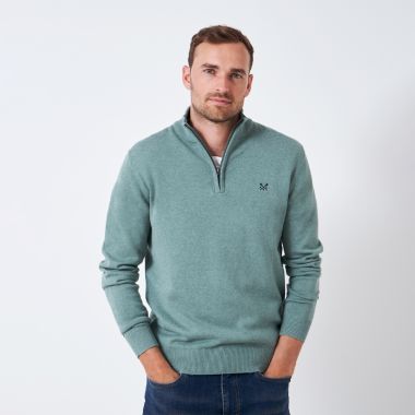 Crew Clothing Men's Organic Classic Half Zip Knit Sweatshirt - Trellis