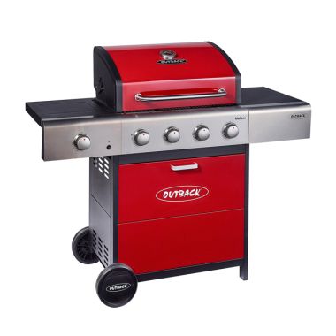 Outback Meteor 4 Gas Barbecue with Free Regulator - Red