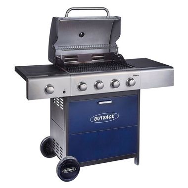 Outback Meteor 4 Burner Gas Barbecue with Free Regulator – Blue