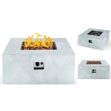 Outdoor Square Gas Firepit – Light Grey