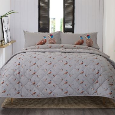 Deyongs Pheasant Bedspread - Grey 