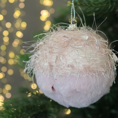 Pink Funky Fluffy Bauble - 8cm