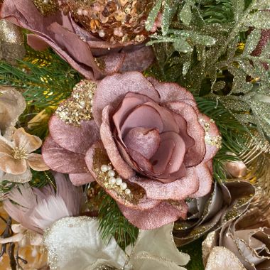 Velvet Pink Clip On Rose Decoration - 13cm