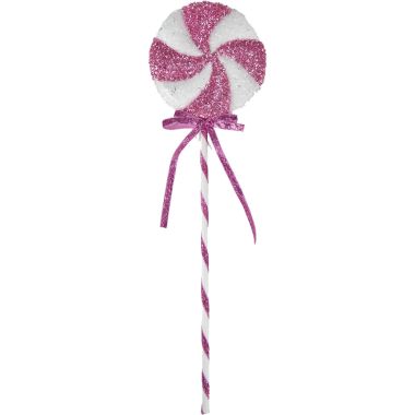  Pink Tinsel Swirl Lolly Decoration - 48cm