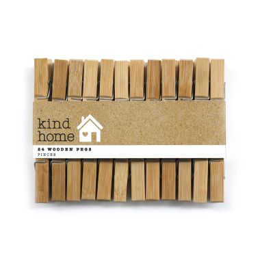 Bamboo Clothes Pegs - 24 Pack