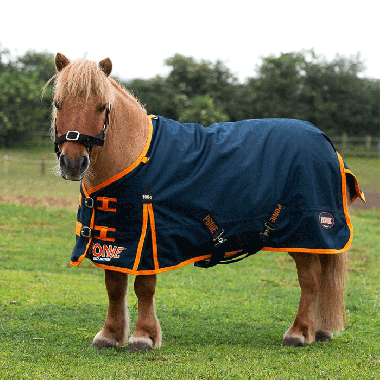 Gallop ponie 100 turnout rug – Navy/Orange