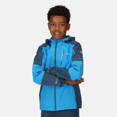 Regatta Children's Calderdale II Waterproof Hooded Jacket - Indigo Blue/ Blue Wing