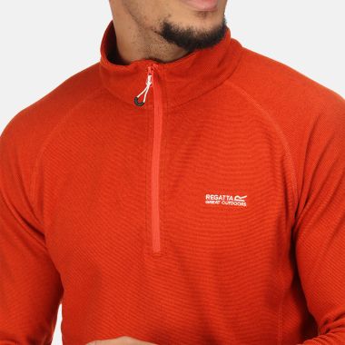 Regatta Men’s Montes Lightweight Half Zip Mini Stripe Fleece – Rusty Orange