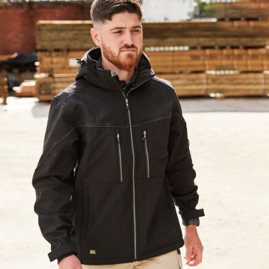 Bisley Workwear Flex & Move Hooded Softshell Jacket - Black