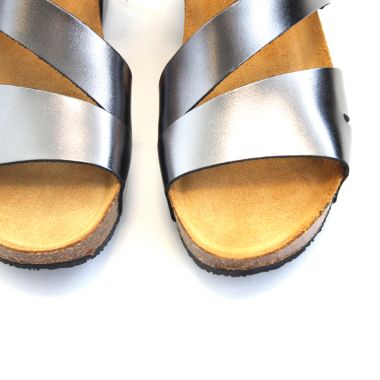 Plakton Women's Rome Hi Metal Lux Sandals - Plomo