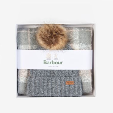 Barbour Women's Beanie & Scarf Gift Set - Grey/Rose 