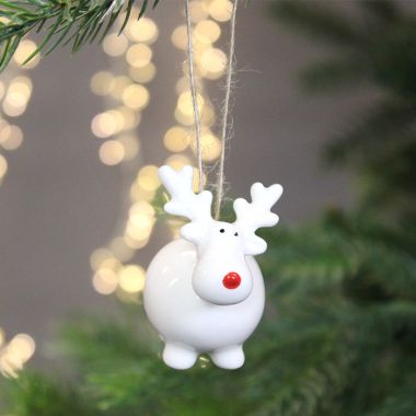 Round Red Nose Reindeer Christmas Decoration - 6cm