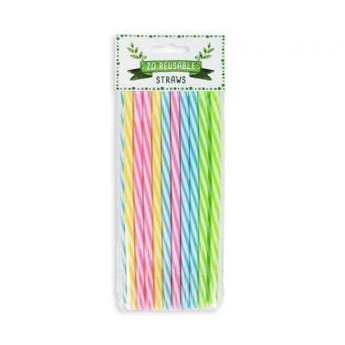 RSW Reusable Plastic Straws - Pack of 20
