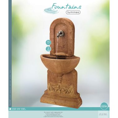 Lumineo Rustic Wall-Mounted Bowl Fountain Water Feature