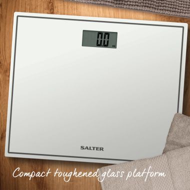 Salter Compact Glass Electronic Bathroom Scale - White