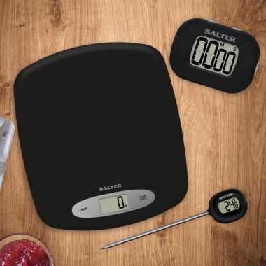 Salters Beginners Kitchen Set - Digital Scale, Easy-Read Timer & Instant Read Thermometer