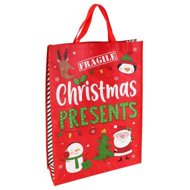 Jumbo Santa Fragile Woven Gift Bag