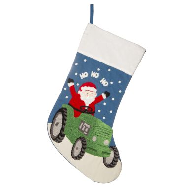 Santa in a Tractor Christmas Stocking Decoration