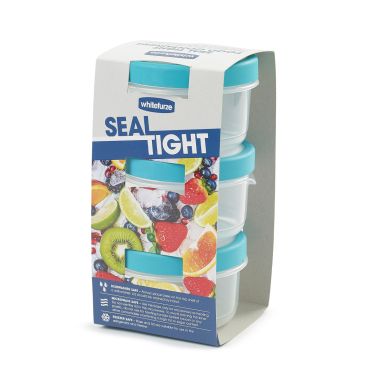 Whitefurze Round Seal Tight Containers, Set of 3 - 0.3L