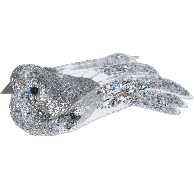 2 Silver Decorative Birds - 15.5cm