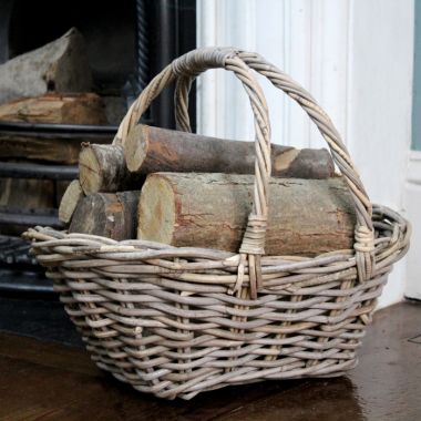Shopper Style Wicker Log Basket