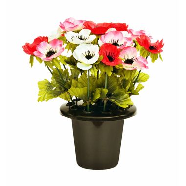Sincere UK Anemone Grave Pot – Pink, Red & White, 25cm