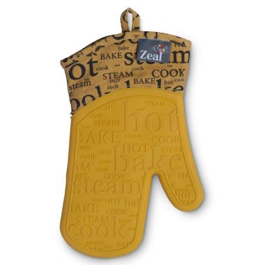 Zeal Silicone Hot Print Single Oven Glove - Mustard